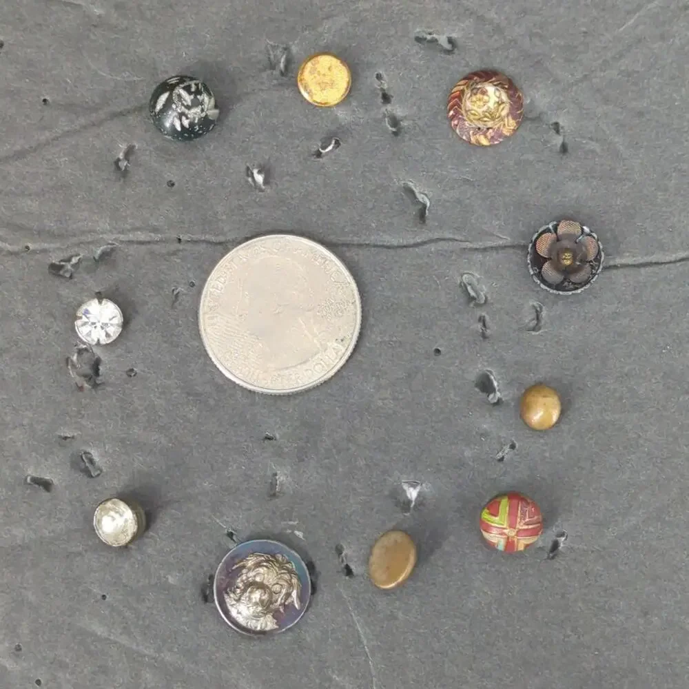 LOT I of 10 Antique Vintage Victorian Brass Mixed Materials Buttons ESTATE FIND